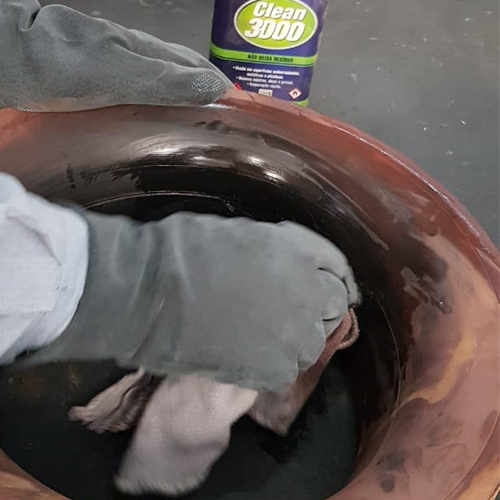 limpeza de bomba com borracha danificada com Clean 3000